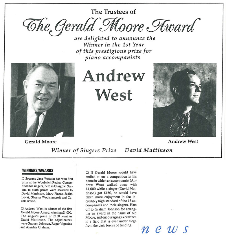 News, 1991, Gerald Moore Award