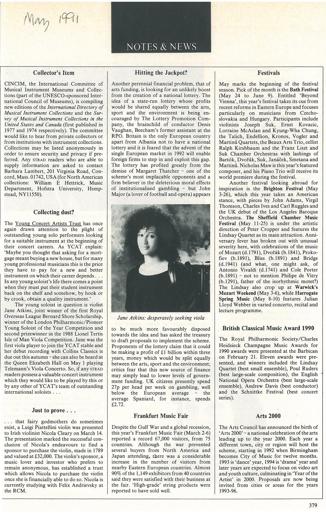 Notes and News, 1991