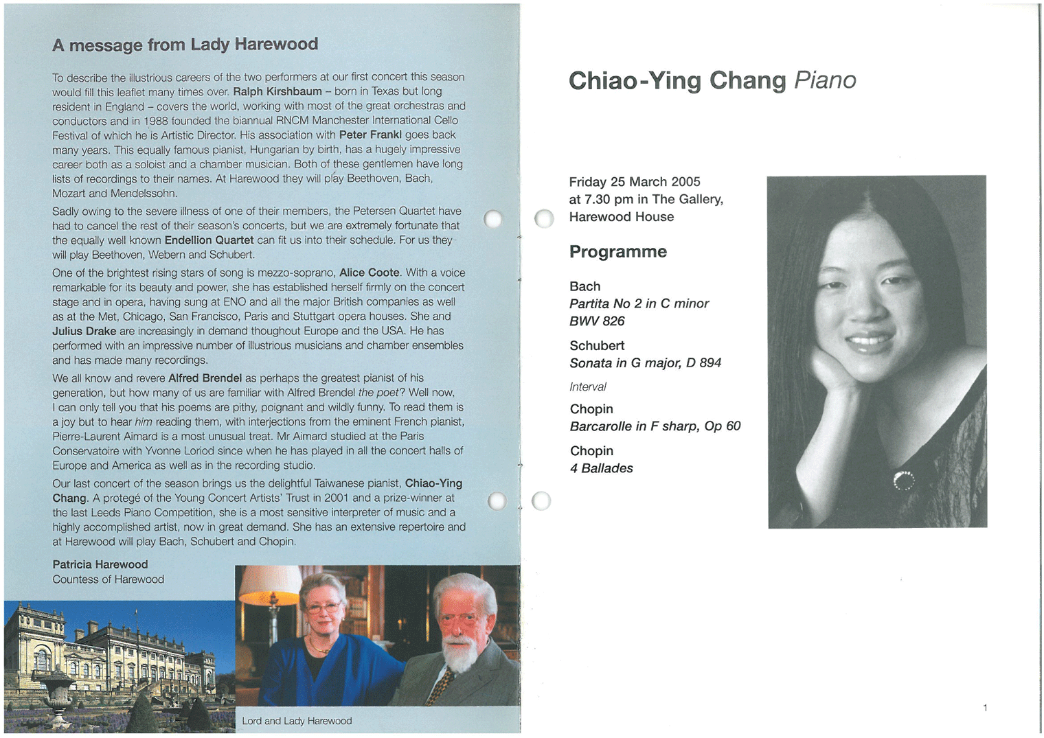 Programme, 2005, Music at Harewood