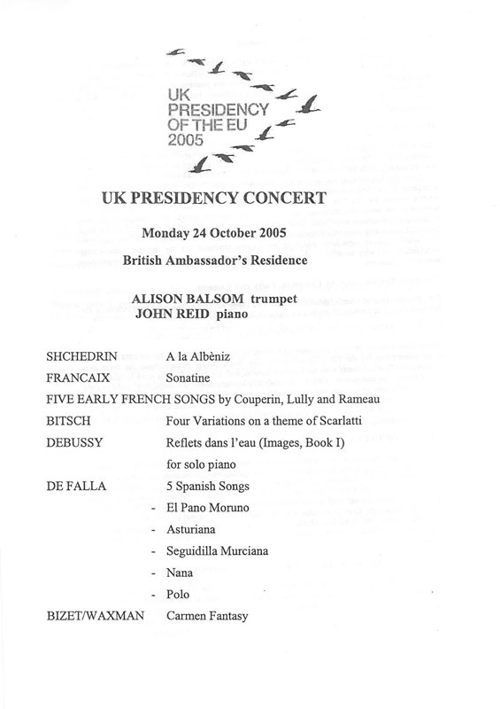 Programme, 2005, UK Presidency Concert
