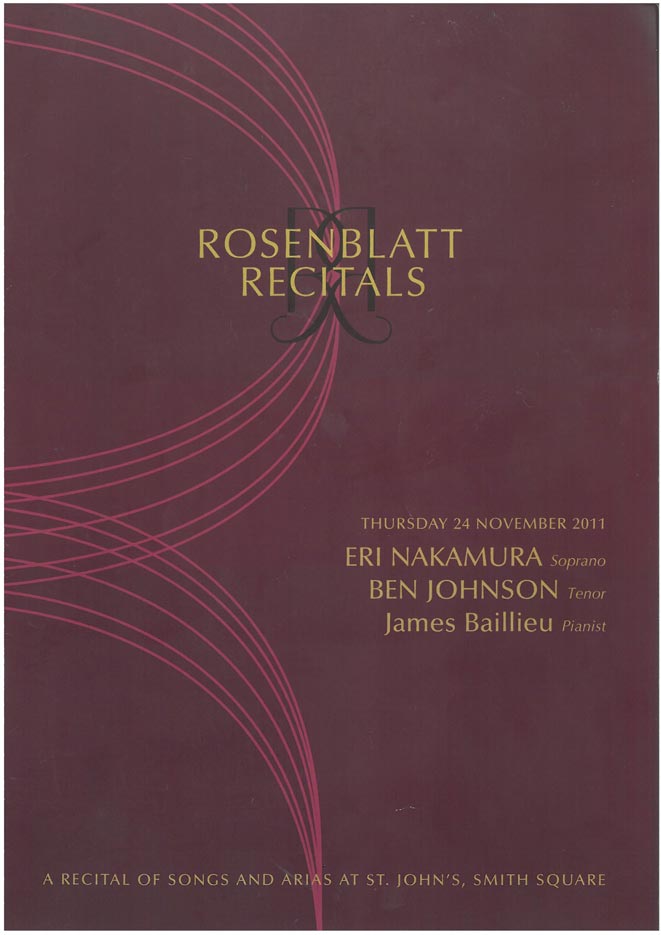 Programme, 2011, Rosenblatt Recitals