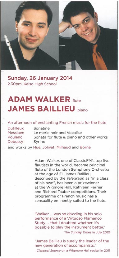 Programme, 2014, Kelson Music Society with Adam Walker