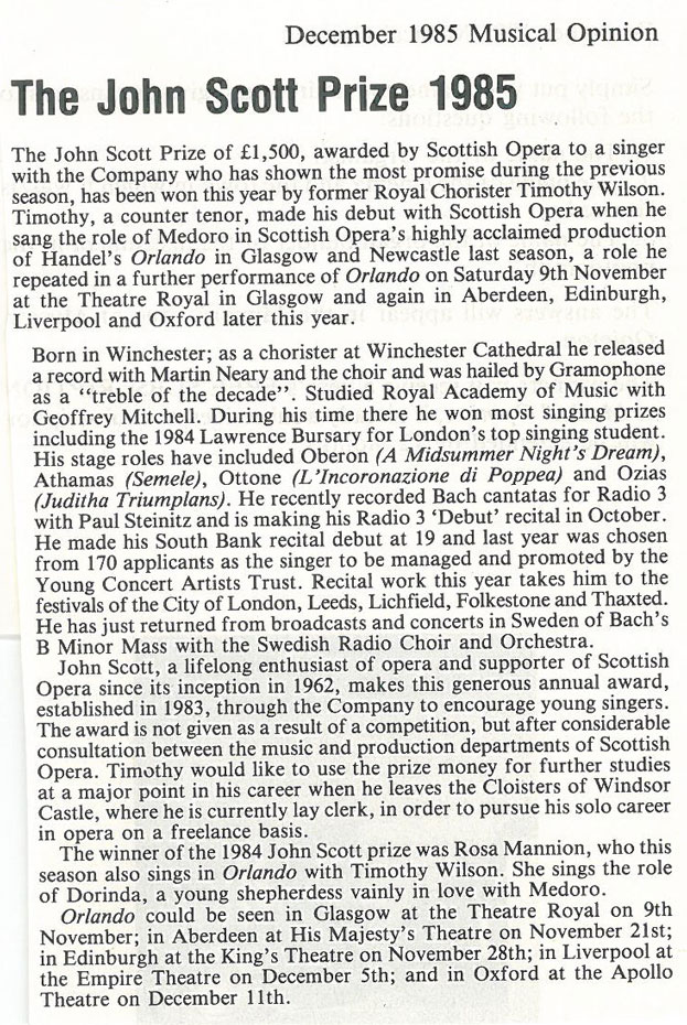 Review, 1985, Musical Opinion