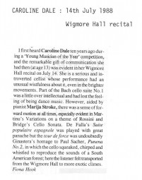 Review, 1988, Wigmore Hall