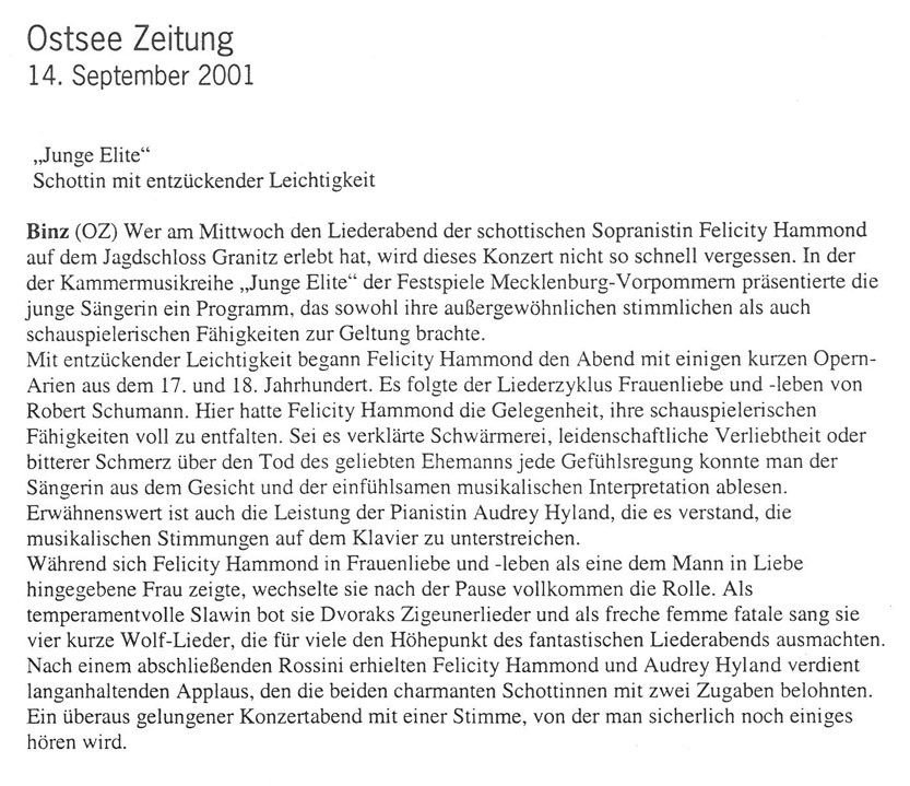 Review, 2001, Ostsee Zeitung
