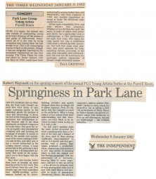 Reviews, 1992, The Independent and The Times