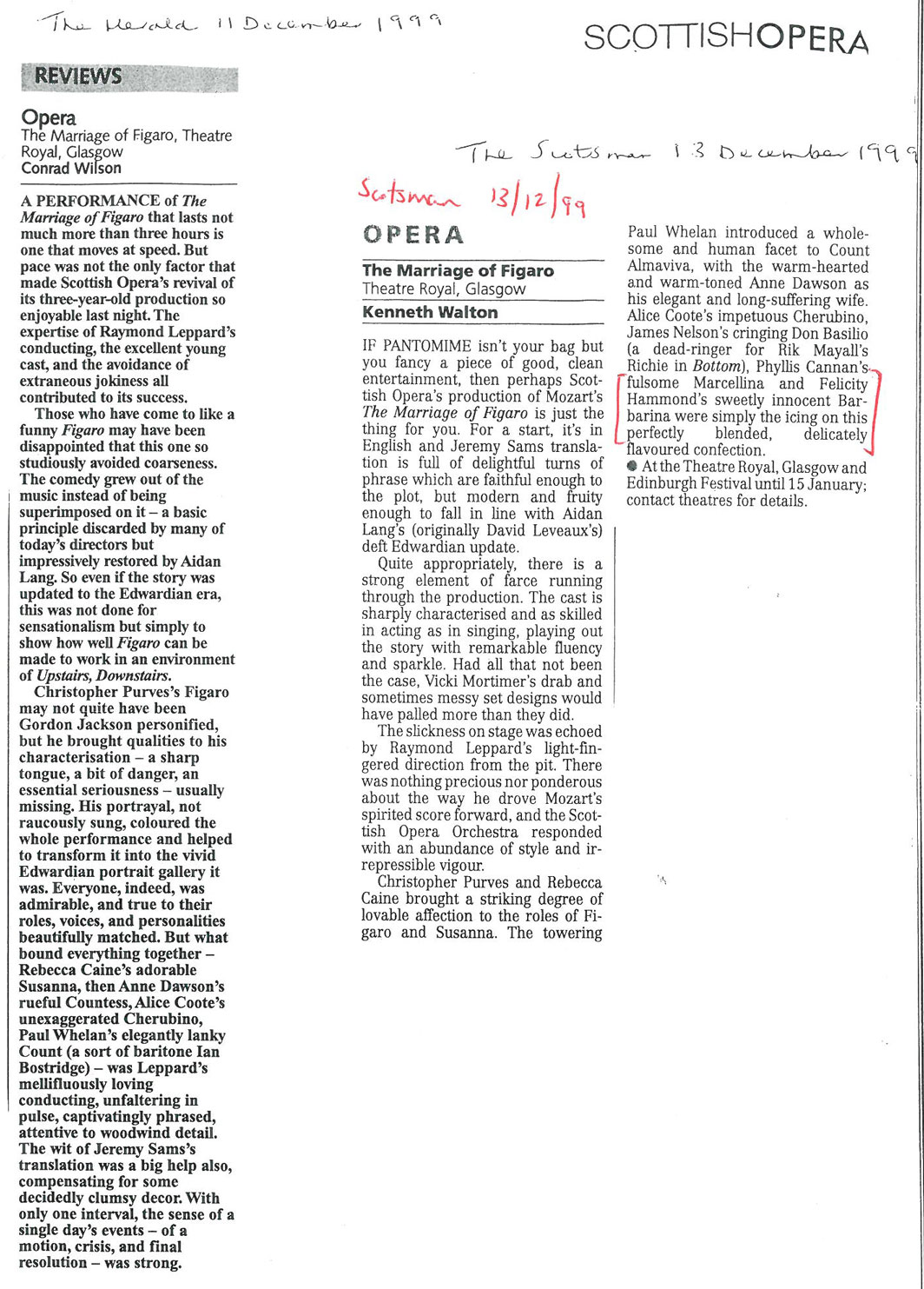 Reviews, 1999, The Marriage of Figaro