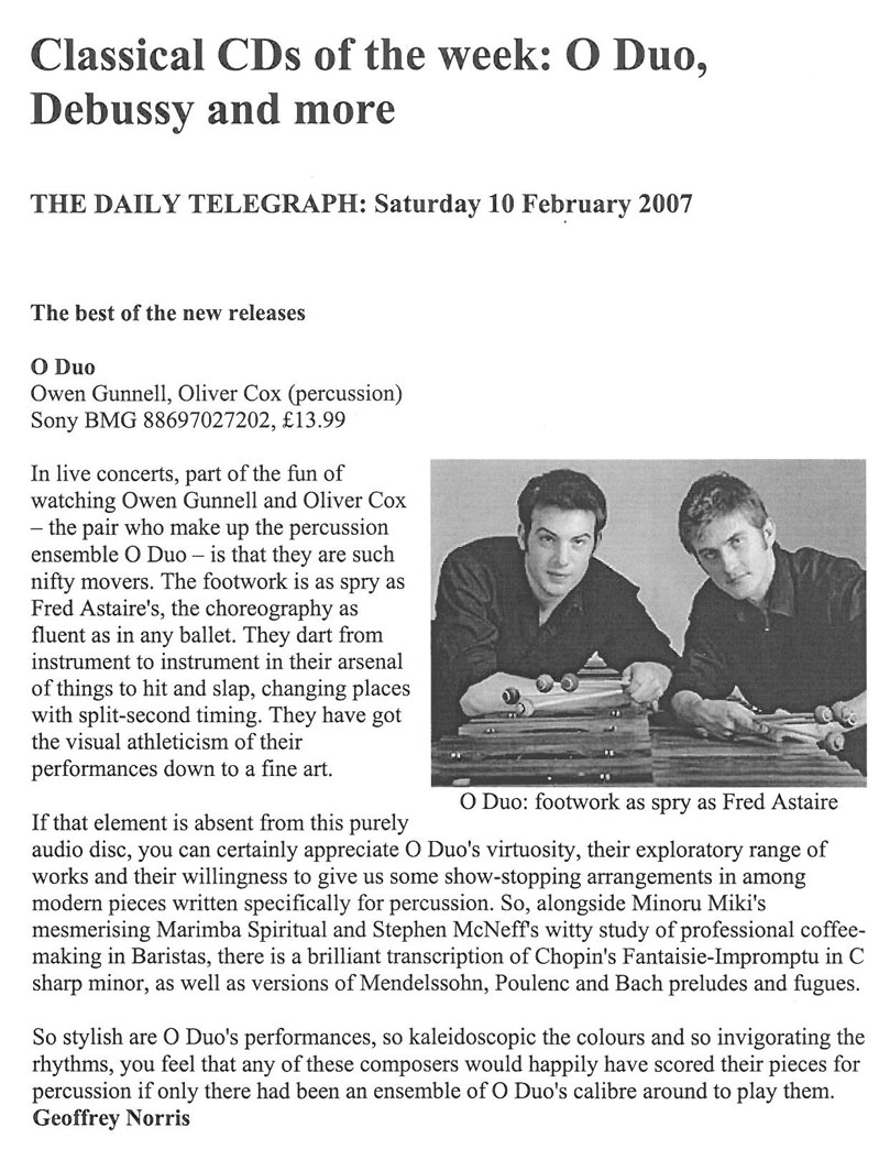 CD Review, 2007, The Daily Telegraph