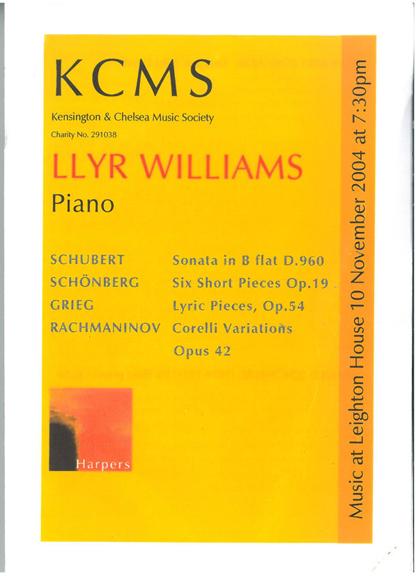 Programme, 2004, Kensington and Chelsea Music Society