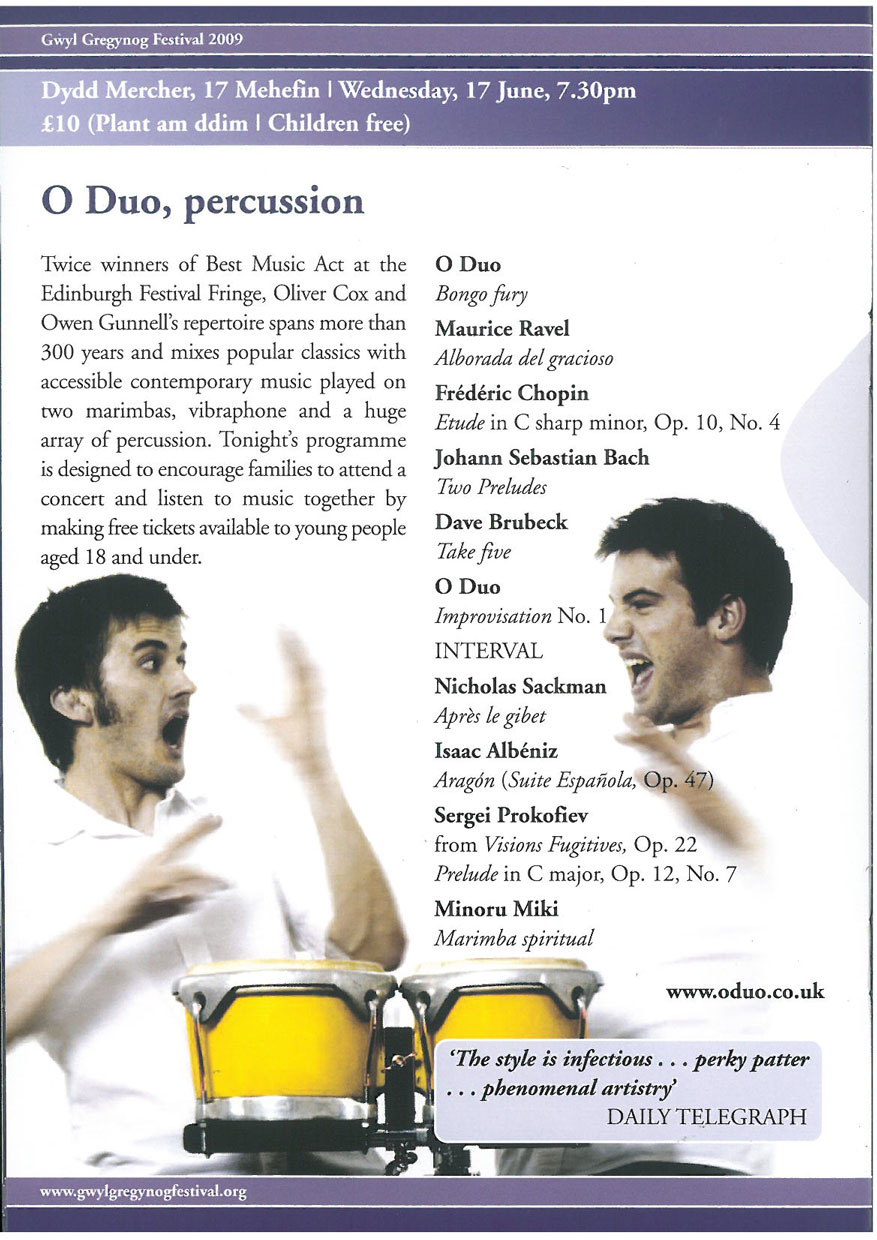Programme, 2009, Gregynog