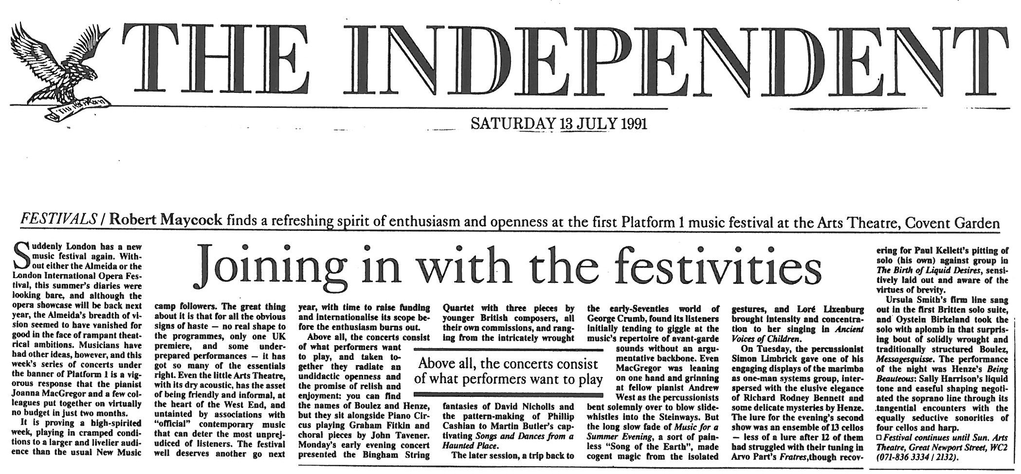 Review, 1991, The Independent