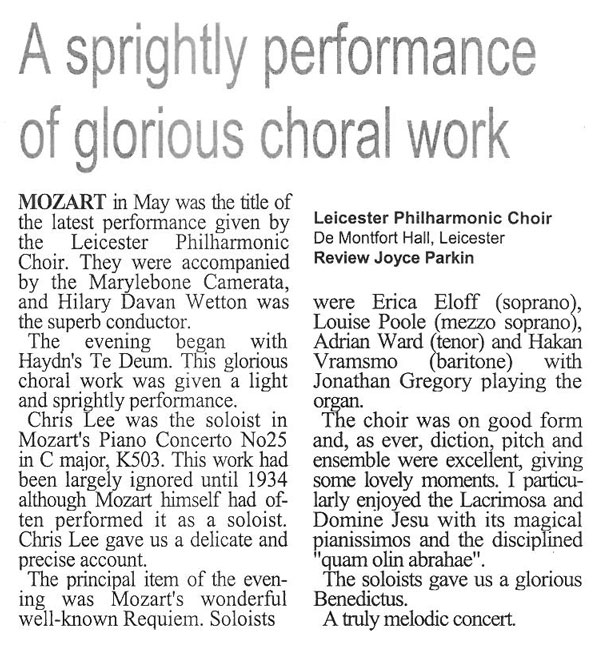 Review, Leicester Philharmonic Choir