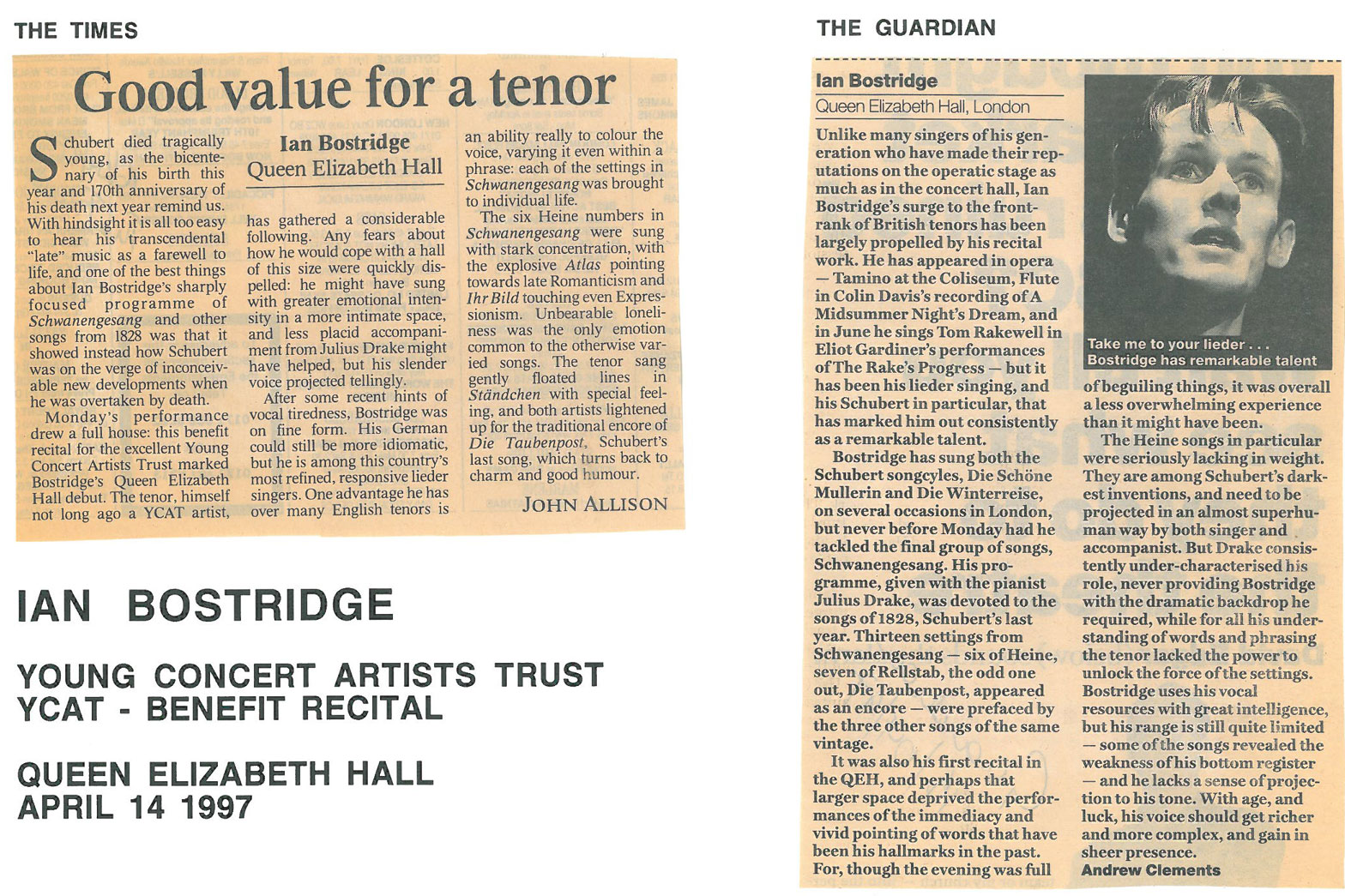 Reviews, 1997, The Times and The Guardian