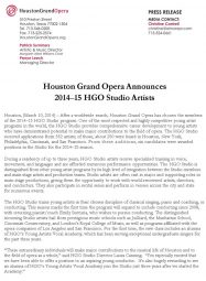 Press Release, 2014, Houston Grand Opera, p1