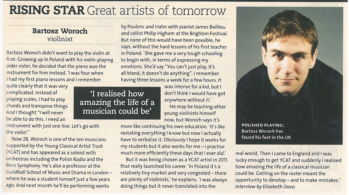 Rising Star Feature, 2013, BBC Music Magazine