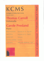 Programme, 2002, Kensington and Chelsea Music Society