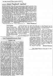 Reviews, 1986, The Times and The Daily Telegraph