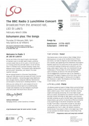 Programme, 2006, LSO BBC Radio 3 Lunchtime Concert