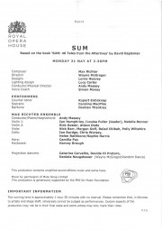 Programme, Sum, Royal Opera House